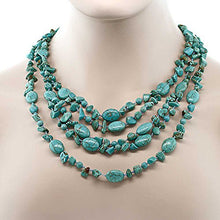 Load image into Gallery viewer, Gem Stone King 20 Inch Stunning 3 Strands Green Simulated Turquoise Necklace with Toggle Clasp