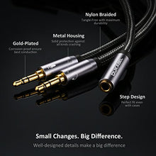 Load image into Gallery viewer, Headset Splitter Cable, DUKABEL Gold-Plated & Strong Braided Y Splitter Audio Cable Separate Microphone Headphone Port Gaming Headset Splitter PC Earphone Adapter VoIP Phone -TopSeries (12inch / 30cm)