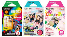 Load image into Gallery viewer, Fujifilm Instax Mini Instant Film Rainbow & Staind Glass & Candy Pop Film -10 Sheets X 3 Assort Value Set(with Values Japan Original Discription of Goods)