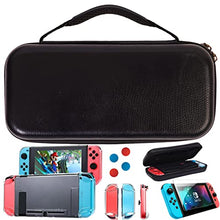 Load image into Gallery viewer, S&J Limited Edition Genuine Leather Hard Shell Nintendo Switch Travel Case with 10 Gamecard Slots Includes Back Protective TPU Dockable Case, 2 Joycon Covers, 4 Thumbstick Caps & Screen Protector