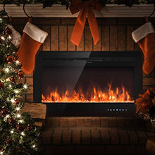 Load image into Gallery viewer, Tangkula 36" Electric Fireplace, in-Wall Recessed and Wall Mounted 750 W / 1500 W Fireplace Heater, Touch Screen Control Panel, 9 Flamer Color, Temperature Control & Timer Crystal Heater (36 inches)