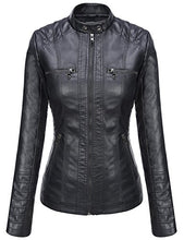 Load image into Gallery viewer, Tanming Women's Womens Hooded Faux Leather Jackets (Large, Black)