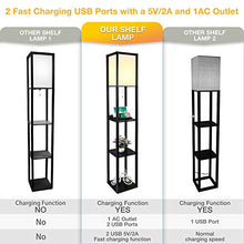 Load image into Gallery viewer, 3-in-1 Shelf Floor Lamp with 2 Fast Charging USB Ports and 1 Power Outlet, 3-Tiered LED Shelf Floor Lamp, Shelf & Storage & LED Floor Lamp Combination, Modern Standing Light for Living Room, Bedroom