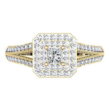 Load image into Gallery viewer, Dazzlingrock Collection 0.50 Carat (ctw) 14K Princess & Round Cut Diamond Halo Engagement Ring 1/2 CT, Yellow Gold, Size 6