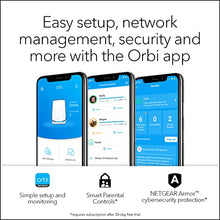 Load image into Gallery viewer, NETGEAR Orbi Whole Home Tri-band Mesh Wi-Fi 6 System (RBK853) – Router with 2 Satellite Extenders, Coverage Up to 7,500 Square Feet, 100 Devices, AX6000 (Up to 6Gbps)