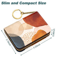 Load image into Gallery viewer, Nipichsha Credit Card Holder, Small RFID Card Wallet for Women, Slim Leather Card Holder Wallet, Credit Card Wallet Organizer, Pocket Business Card Case with Zipper & Keychain (Simple Abstract Art)