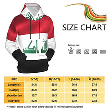 Load image into Gallery viewer, of a Iraq Flag Print Hoodies Kids 3D Print Sweatshirts Long Sleeve Pullover Hoodies with Pocket for Teen Boys and Girls Black