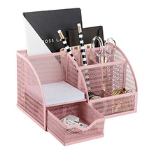 Load image into Gallery viewer, Light Pink Desk Organizer - Cute and Girly Pink Desk Accessories - Office Storage for Girls and Women - Paper Storage and Office Supply Storage - Home Office