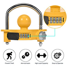 Load image into Gallery viewer, Prosecurloc Trailer Hitch Lock Combination Universal Coupler Locks Ball Hitch Lock Adjustable Anti Theft Heavy-Duty Steel Storage Towing Lock Security Fits 1-7/8", 2", 2-5/16" Couplers Patent Design