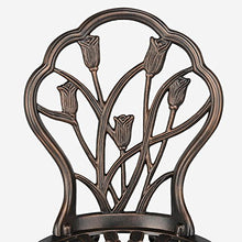 Load image into Gallery viewer, YAHEETECH 3 PCS Patio Set Tulip Design Setting Cast Bistro Table Chair Outdoor Patio Furniture, Aluminum, Antique Bronze