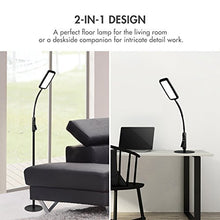 Load image into Gallery viewer, Tenergy LED Floor Lamp Desk Lamp, 2-in-1 Dimmable Task Lamp with 4 Color Temperatures, 5 Dimming Levels, 60-Min Timer, Flexible Gooseneck, Touch Control Floor Lamp for Reading/Crafting, 2000 Lumens