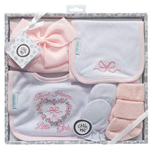 Load image into Gallery viewer, Little Me Baby Gift Set 5 Piece Bib Burp Cloth Hat Mittens Socks