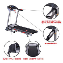 Load image into Gallery viewer, Sunny Health & Fitness Portable Treadmill with Auto Incline, Device Holder, Pulse Grips, 220 LB Max Weight and Shock Absorbers - SF-T7705