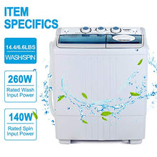 Load image into Gallery viewer, KUPPET Compact Twin Tub Portable Mini Washing Machine 21lbs Capacity, Washer(14.4lbs)&Spiner(6.6lbs)/Built-in Drain Pump/Semi-Automatic