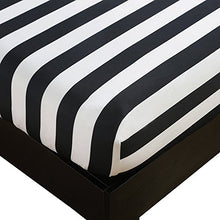 Load image into Gallery viewer, Vaulia Black and White Stripe Print Pattern, Soft Microfiber Queen Size Sheets, 3-Piece Set (1 Fitted Sheet 2 Pillowcases)