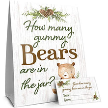 Load image into Gallery viewer, Guess How Many Gummy Bears Woodland Baby Shower Game (Sign with Cards)
