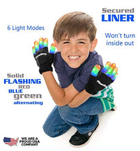 Load image into Gallery viewer, The Noodley Kids Toys for Boys LED Light Up Gloves and Flashing Shoelaces Toy for Autistic Children Cosplay Halloween Costume Stocking Stuffers Ages 4 5 6 7 (Small, Black)