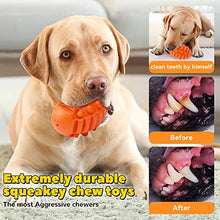 Load image into Gallery viewer, Dog Squeaky Ball Toys for Aggressive chewers,Durable Dog Balls for Teeth Cleaning Interactive Dog Chew Toys,Natural Rubber Bounce Dog Toys and Outdoors Training Dog Games for S/M/L Dog Toys(Orange)