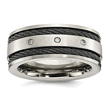Load image into Gallery viewer, ICE CARATS Titanium Black Plated Cable Diamonds 10mm Brushed Wedding Ring Band Size 10.50 Man Fancy Fashion Jewelry for Dad Mens Gifts for Him