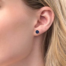 Load image into Gallery viewer, Gem Stone King 14K White Gold Blue Sapphire Women's Stud Earrings, 2.00 Cttw Gemstone Birthstone 6MM Round