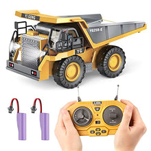 Load image into Gallery viewer, RC Dump Truck Toy for Kids, PREPOP Remote Control Construction Toys Vehicle with Metal Bed and Light/Music, Birthday Gifts Ideas for Boys Age 5 6 7 8 9 10 Year Old and up