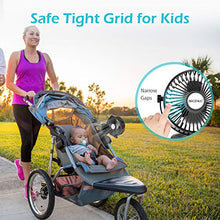 Load image into Gallery viewer, BRIGENIUS Battery Operated Clip on Stroller Fan, Portable Mini Desk Fan Rechargeable, USB Powered Clip Fan for Baby Stroller Office Outdoor Travel, Black
