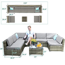 Load image into Gallery viewer, YITAHOME 8 Piece Outdoor Patio Furniture Sets, Garden Conversation Wicker Sofa Set, and Patio Sectional Furniture Sofa Set with Coffee Table and Cushion for Lawn, Backyard, and Poolside, Gray Gradient