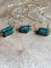 Load image into Gallery viewer, Green Emerald Necklace 16 Inch 14K Gold Filled May Birthstone Jewelry Gift