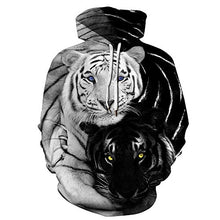 Load image into Gallery viewer, TAKUSHI HF Unisex Fashion Galaxy 3D Digital Printed Pullover Hoodies Hooded Sweatshirts for Sport and Party(Black and White Tiger,S/M)