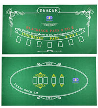 Load image into Gallery viewer, Tabletop Casino Felt Layout for Texas Holdem Poker and Blackjack - Premium Professional Grade Blackjack and Poker Mat for, Theme Party, Poker Night, Fundraisers & Gatherings