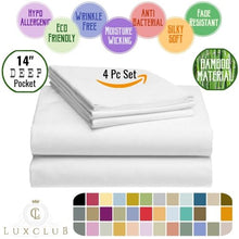 Load image into Gallery viewer, LuxClub 4 PC Microfiber and Bamboo Sheet Set: Bamboo Bedding Sheets with Microfiber - Softer and More Breathable Than Cotton - Antibacterial and Hypoallergenic - Machine Washable, Whiter, Queen