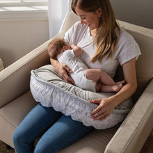 Load image into Gallery viewer, Boppy Luxe Nursing Pillow and Positioner, Hello World, Ultra-soft minky fabric on one side with adorable appliqué and coordinating piping