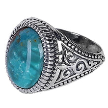 Load image into Gallery viewer, NOVICA Reconstituted Turquoise .925 Sterling Silver Cocktail Ring, Radiant Blue Beauty'