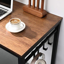 Load image into Gallery viewer, VASAGLE ALINRU Computer Desk, Office Desk with 8 Hooks, for Study, Home Office, Easy Assembly, Steel Frame, Industrial, 39.4 x 19.7 x 29.5 Inches, Walnut Brown and Black ULWD045B08