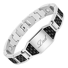 Load image into Gallery viewer, Willis Judd DAD Titanium Magnetic Bracelet with Carbon Fiber Engraved Love You Dad Adjustable Gift Box Included
