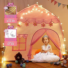 Load image into Gallery viewer, TTLOJ Kids Play Tent and Rectangle Kids Rug Set, Pink Girls Tent, Pink mat