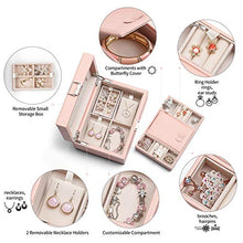 Load image into Gallery viewer, Vlando Jewelry Box, Jewelry Organizer and Storage with Mirror and Tray- Pink