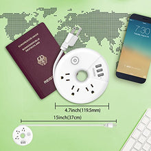 Load image into Gallery viewer, Travel Power Strip, NTONPOWER 3 Outlets 3 USB Portable Desktop Charging Station Short Extension Cord 15 inch for Office, Home, Hotels, Cruise Ship, Nightstand - White