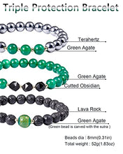 Load image into Gallery viewer, Lightock Triple Protection Bracelet Lava Rock/Terahertz/Green Agate 8mm Beads Healing Energy Crystal Essential Oil Diffuses Yoga Friendship Bracelets(3pcs)