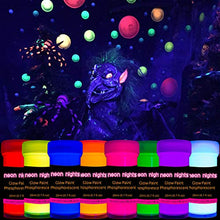 Load image into Gallery viewer, Premium Glow in the Dark Acrylic Paint Set by neon nights – Set of 8 Professional Grade Neon Craft Paints – Long-Lasting Self-Luminous Paint Handcrafted in Germany – Phosphorescent