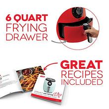 Load image into Gallery viewer, Dash DFAF455GBRD01 Deluxe Electric Air Fryer + Oven Cooker with Temperature Control, Non-stick Fry Basket, Recipe Guide + Auto Shut off Feature, 1700-Watt, 6 Quart, 6qt, Red