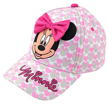 Load image into Gallery viewer, Disney Girls Minnie Mouse Cotton Baseball Cap with 3D Bowtique Bow (Toddler/Little Girls), Size Age 2-4, Minnie Mouse Hearts