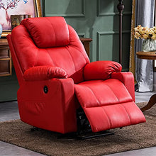 Load image into Gallery viewer, Mcombo Electric Power Lift Recliner Chair Sofa with Massage and Heat for Elderly, 3 Positions, 2 Side Pockets and Cup Holders, USB Ports, Faux Leather 7040 (Medium, Red)