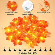 Load image into Gallery viewer, Fall Decoration Thanksgiving Decor Fireplace Scarf Maple Leaves Mantle Scarf Holiday Fireplace Decorations with Maple Leaves String Lights 20 LED Fall String Lights for Home Indoor Decoration