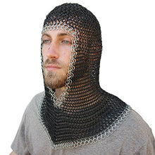 Load image into Gallery viewer, Medieval V Face Mild Steel Chainmail Coif Armor