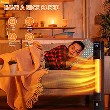 Load image into Gallery viewer, AKIRES Indoor Outdoor Patio Heater,1500W Electric Infrared Heater,34IN Portable Space Radiant Tower Heater with Remote,Waterproof,24H Timer,Large Room Heater for Bedroom Office Garage Backyard Porch