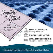 Load image into Gallery viewer, Quility Premium Adult Weighted Blanket & Removable Cover - 20 lbs - 60"x80" - for Individual Between 190-240 lbs - Full Size Bed - Premium Glass Beads - Cotton/Minky - Grey/Navy Blue Color