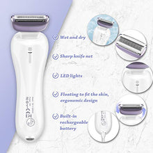 Load image into Gallery viewer, Electric Razor for Women, ISTON Rechargeable Wet and Dry Painless Womens Shaver Body Hair Remover for Legs Underarms and Bikini Trimmer Cordless Waterproof Hair Lady Shaver with LED Light