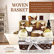 Load image into Gallery viewer, Bath and Body Gift Basket For Women and Men – 9 Piece Set of Vanilla Coconut Home Spa Set, Includes Fragrant Lotions, Extra Large Bath Bombs, Coconut Oil, Luxurious Bath Towel & More