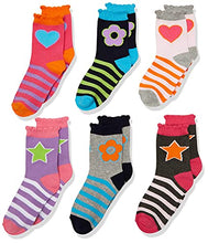 Load image into Gallery viewer, Jefferies Socks Big Girls Hearts/daisies/stripes Fashion Crew Socks 6 Pack, Multi, Medium